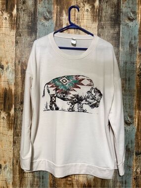 Ivory Buffalo Graphic Pullover Sweatshirt